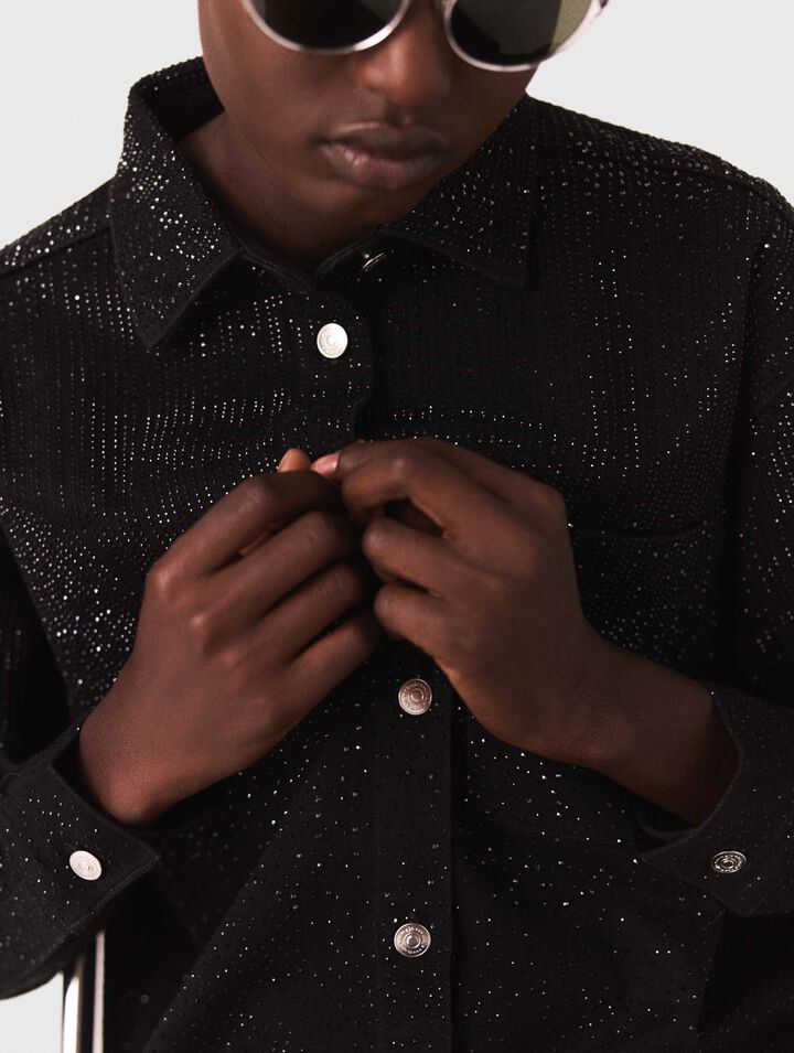 Rhinestone denim shirt