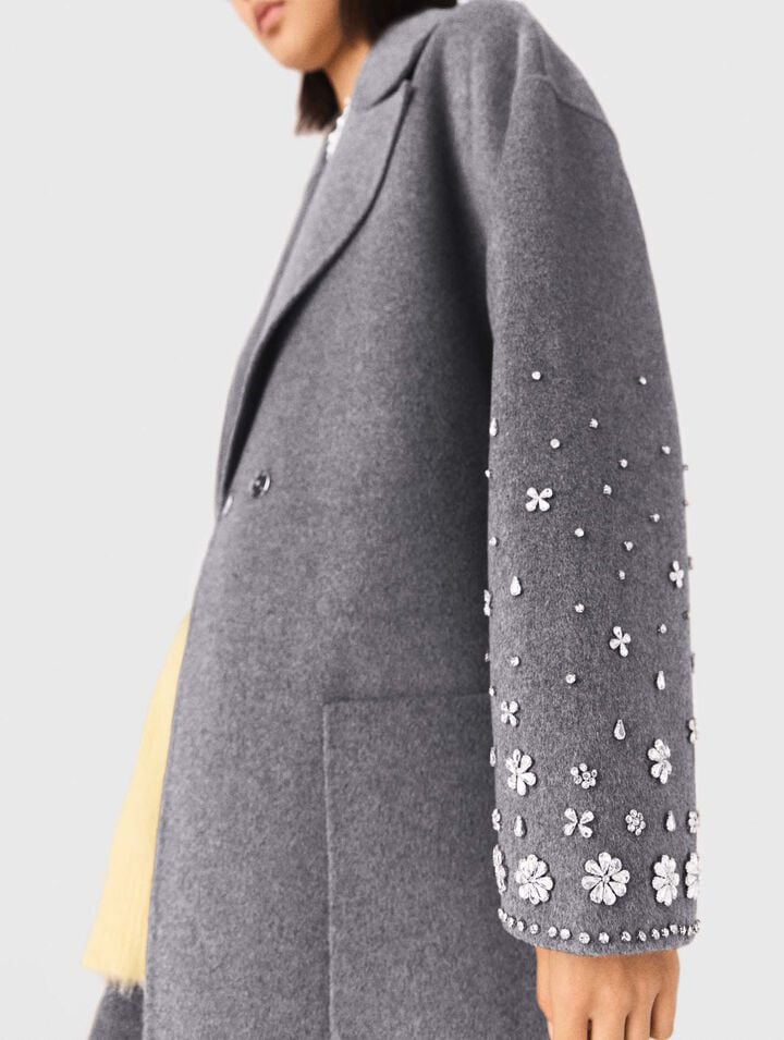 Long double-faced rhinestone coat