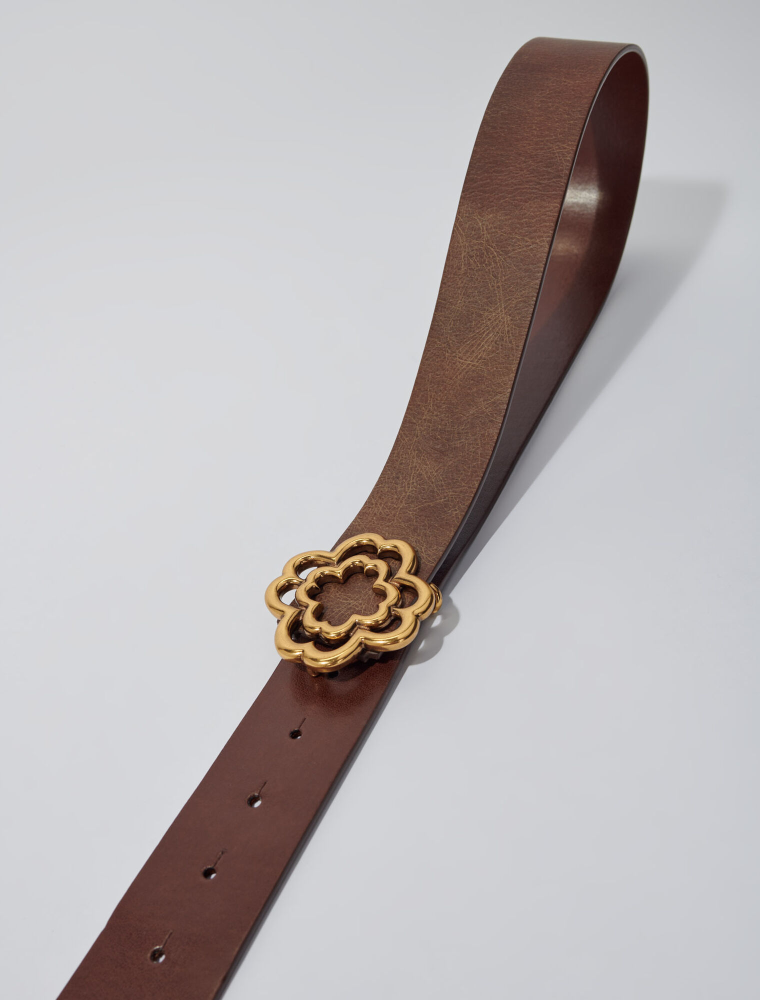 Distressed leather Clover belt