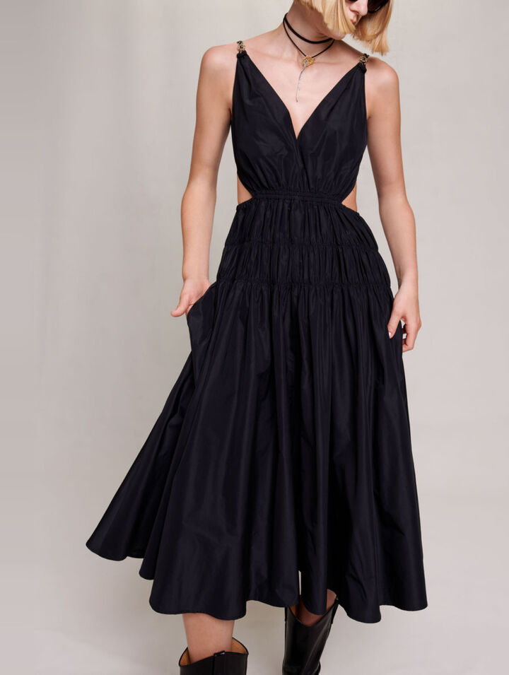 Taffeta dress with cut-out at the waist