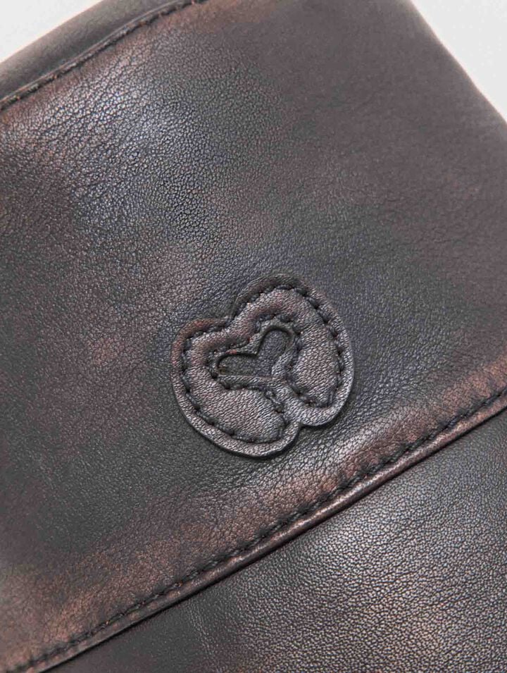 Distressed leather bucket hat