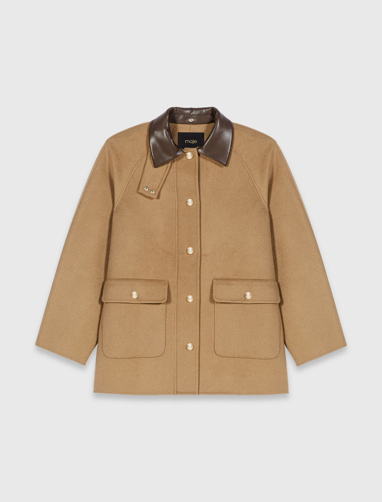 Wool coat with removable hood