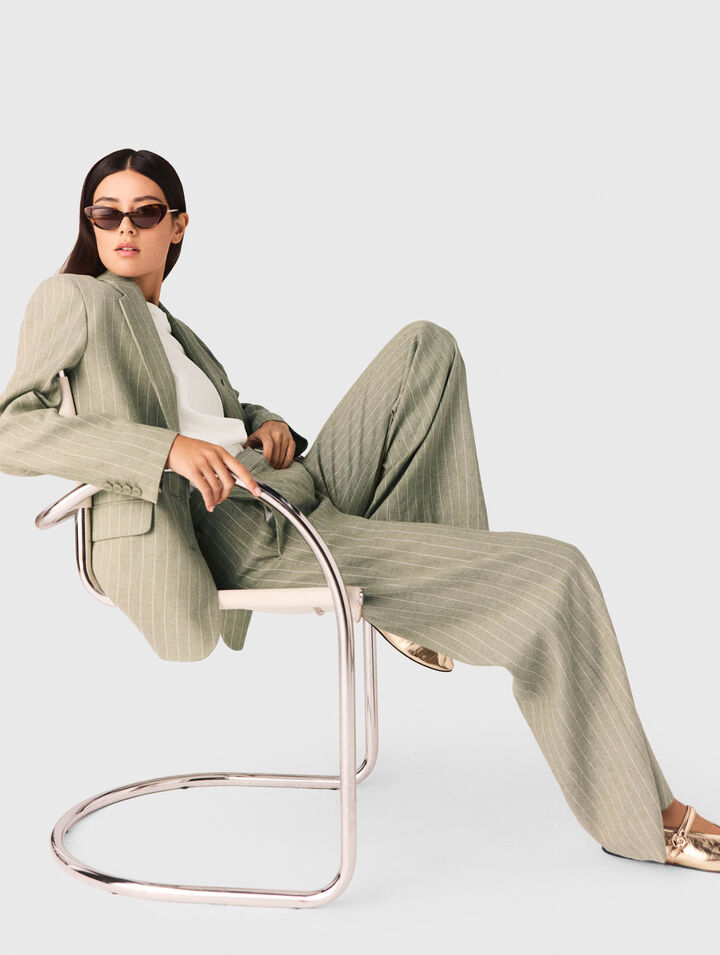 Linen-blend suit trousers