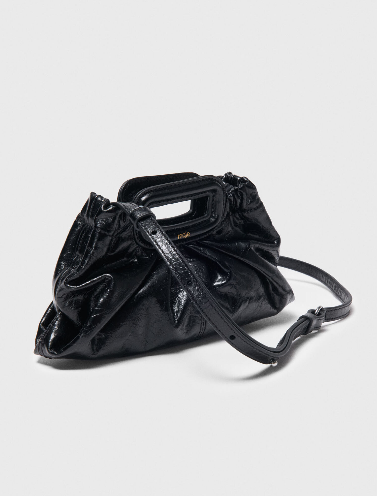 Mini crackled leather clutch