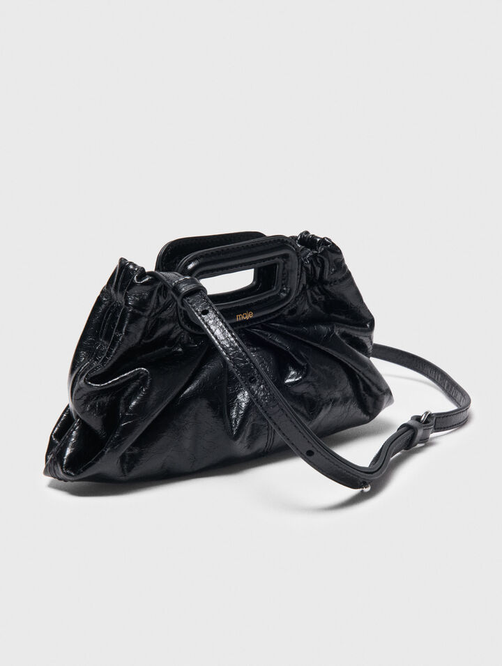 Mini crackled leather clutch