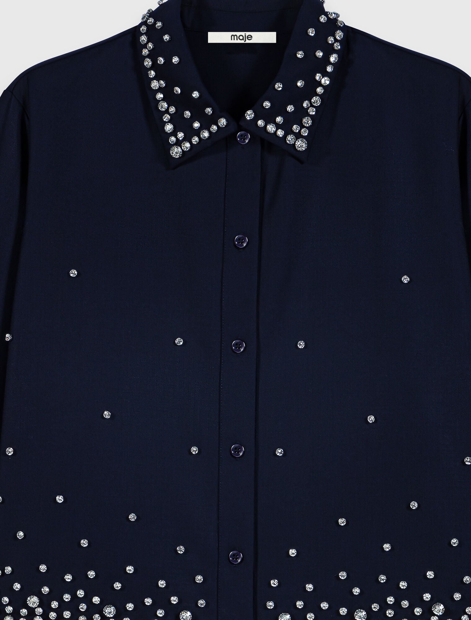 Short rhinestone embroidered shirt