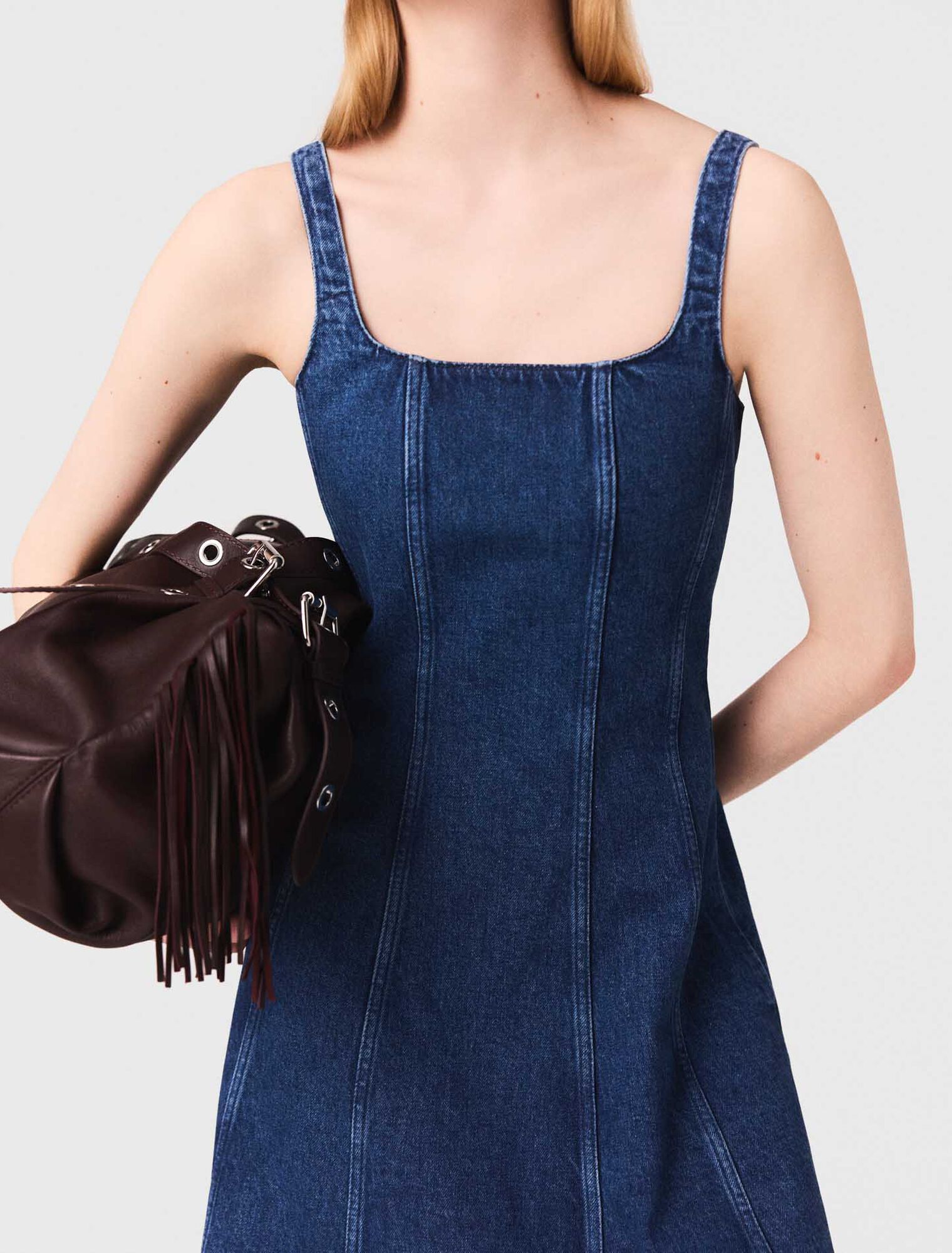 Long denim babydoll dress