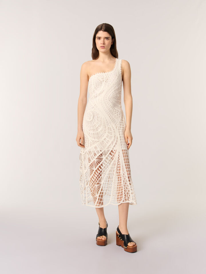Asymmetrical crochet maxi dress