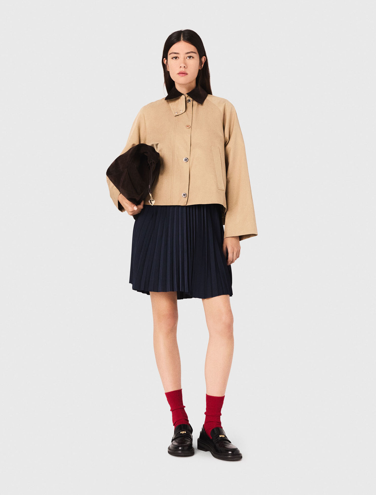 Trapeze jacket with contrast collar