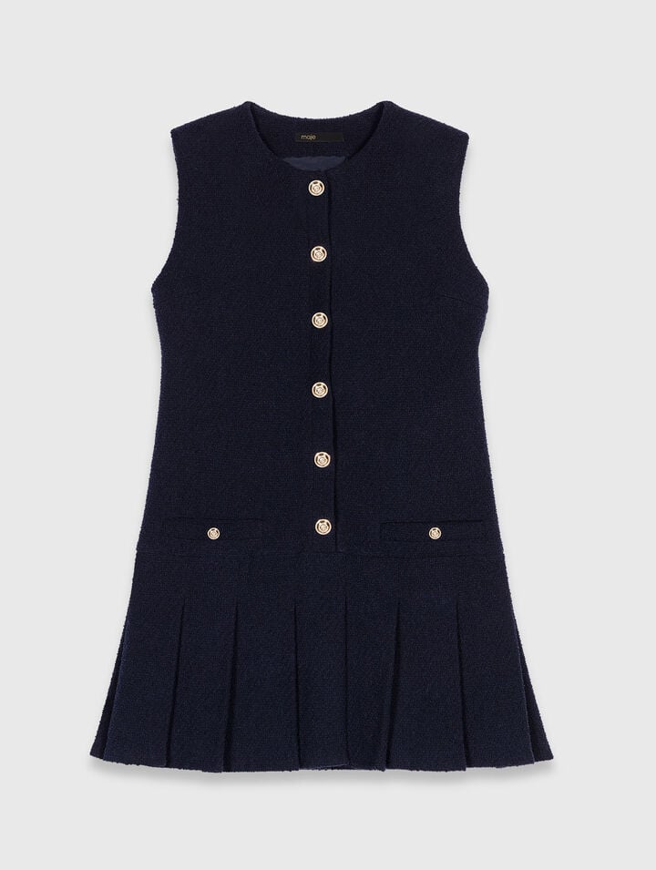 Short tweed dress, removable collar