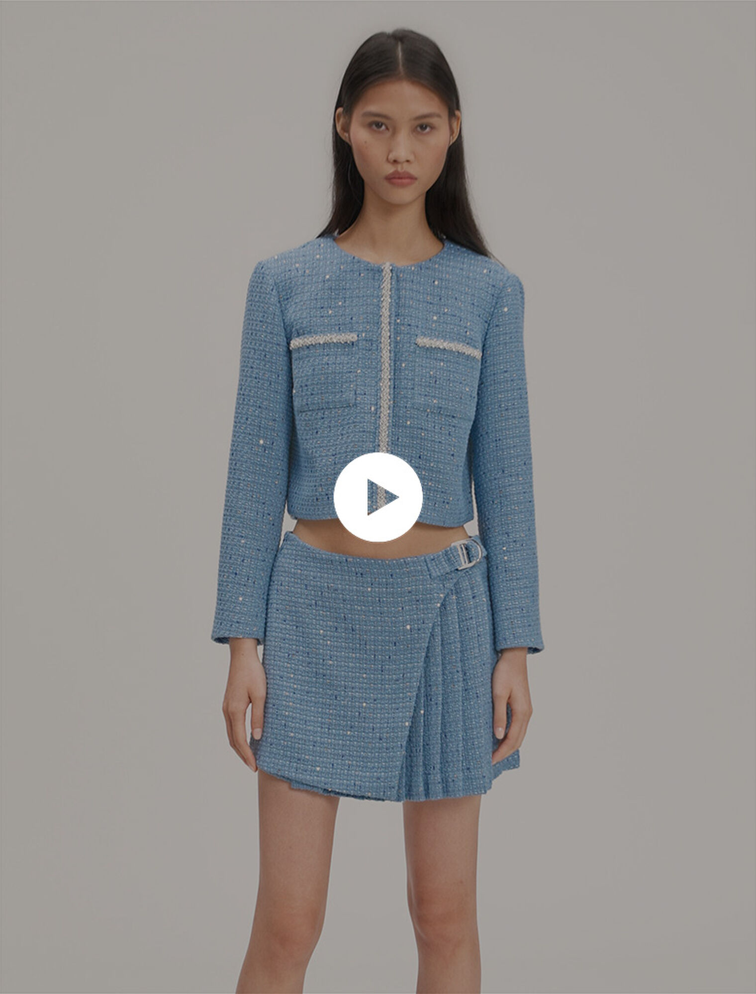Short sequin tweed jacket