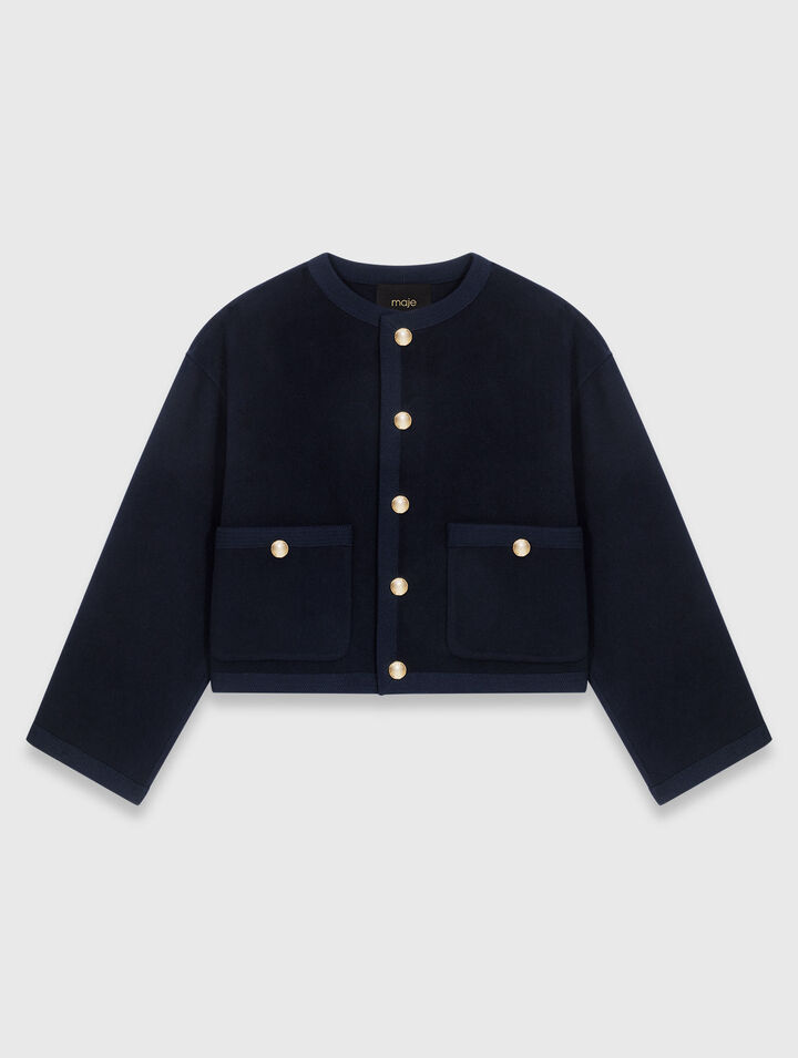 Double-faced jacket, braided trim