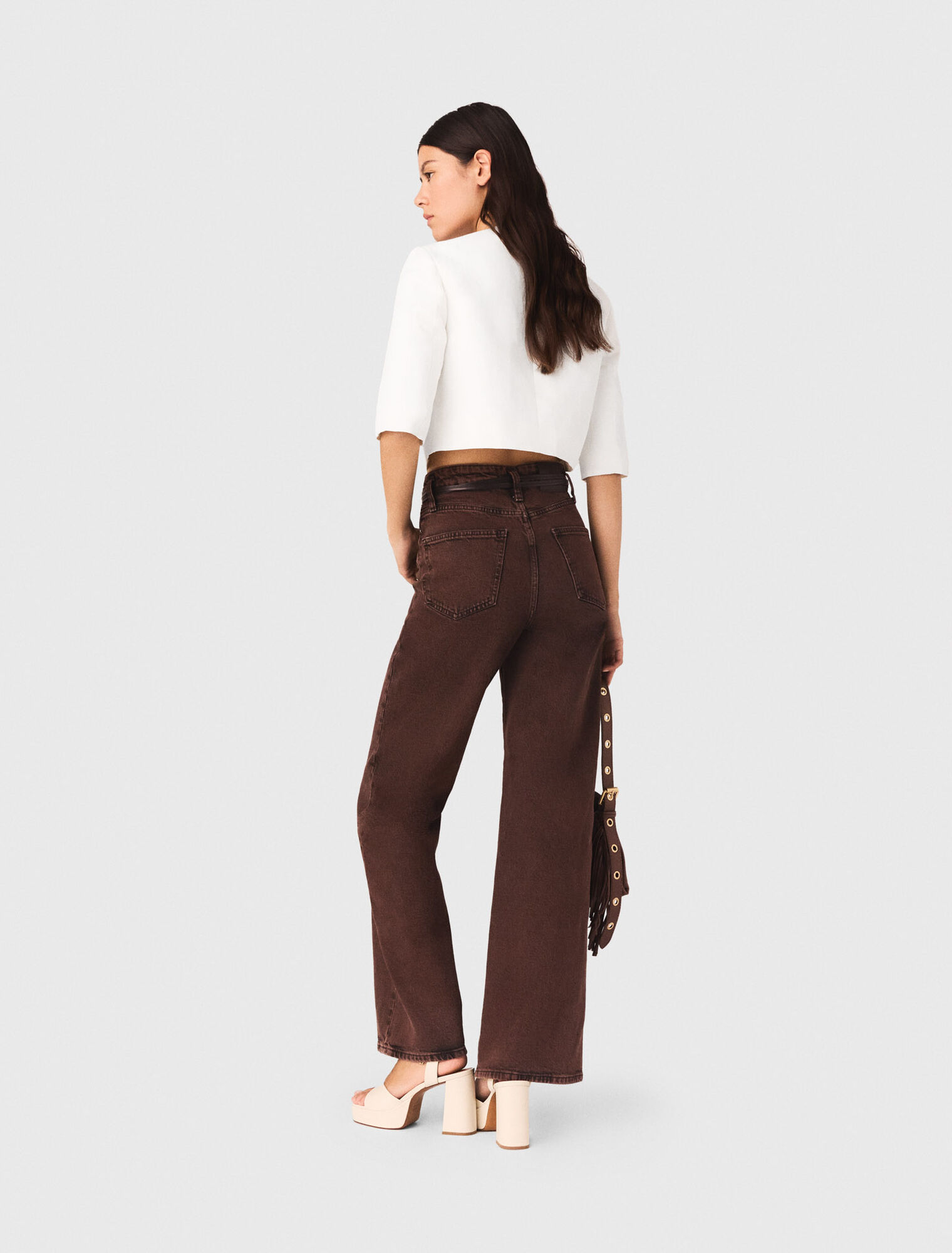 Short linen blend jacket