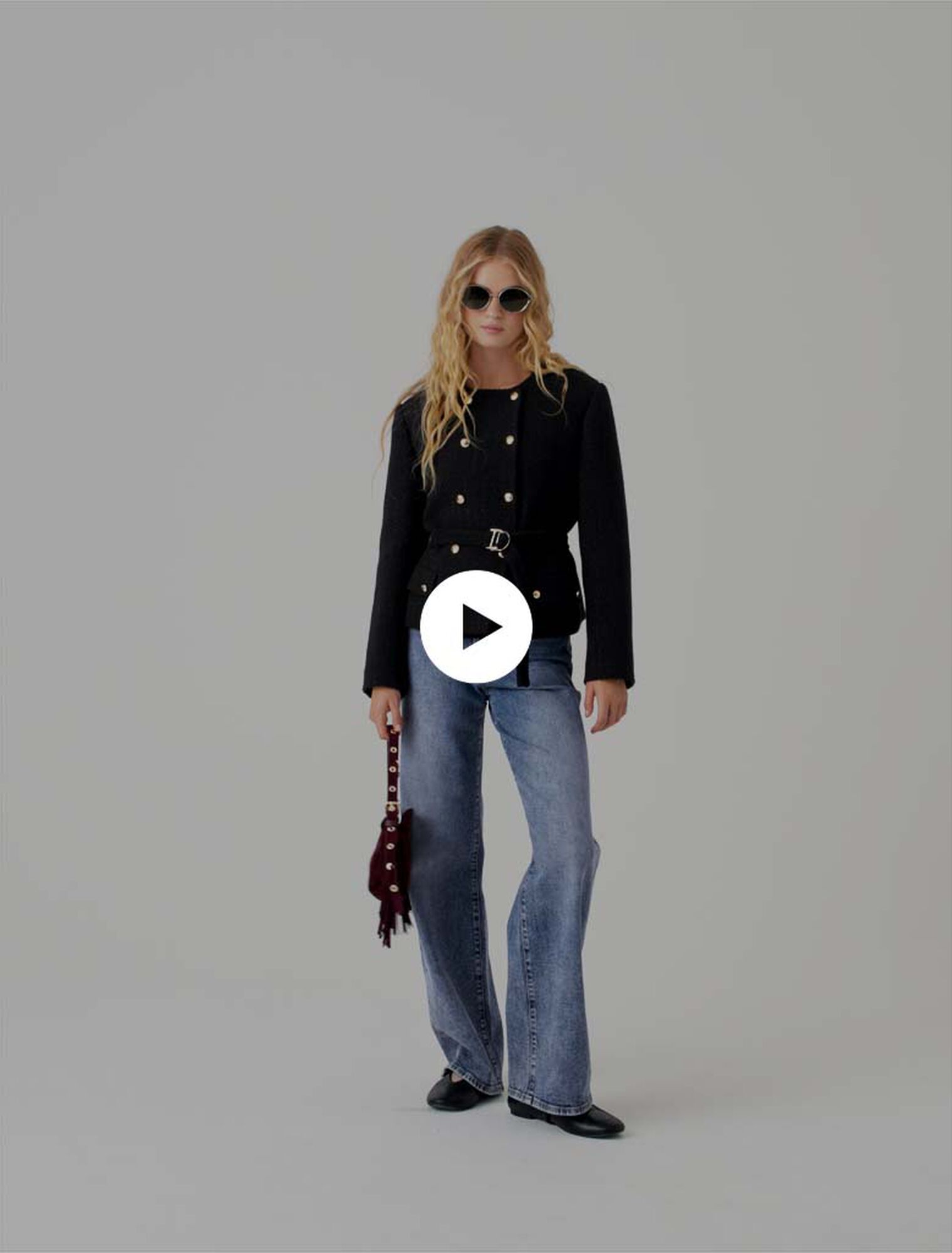 Mid-length double-breasted jacket