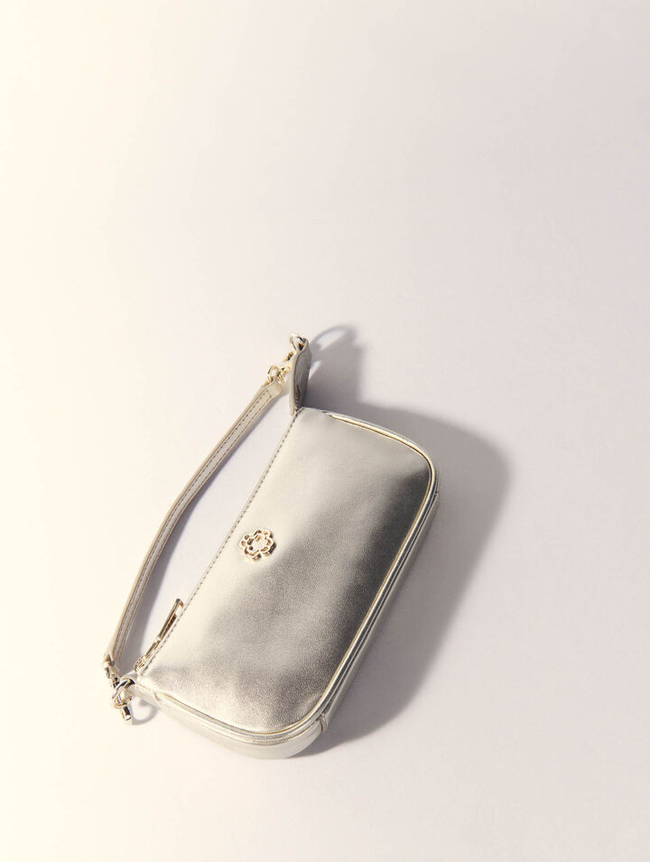 Metallic leather Sarah clutch bag