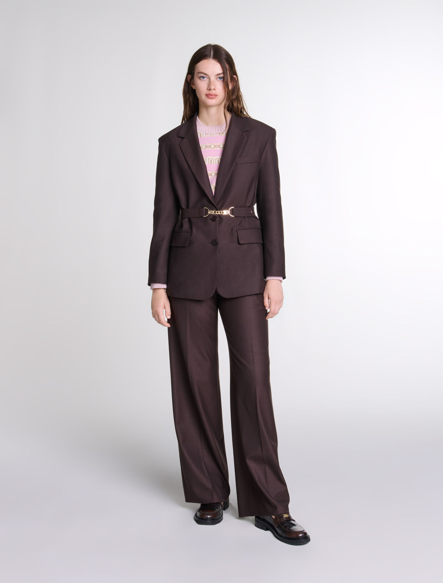 Belted suit jacket