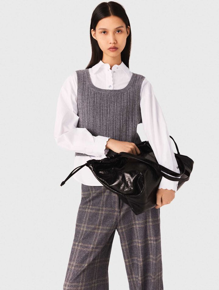 Knit top with removable shirt