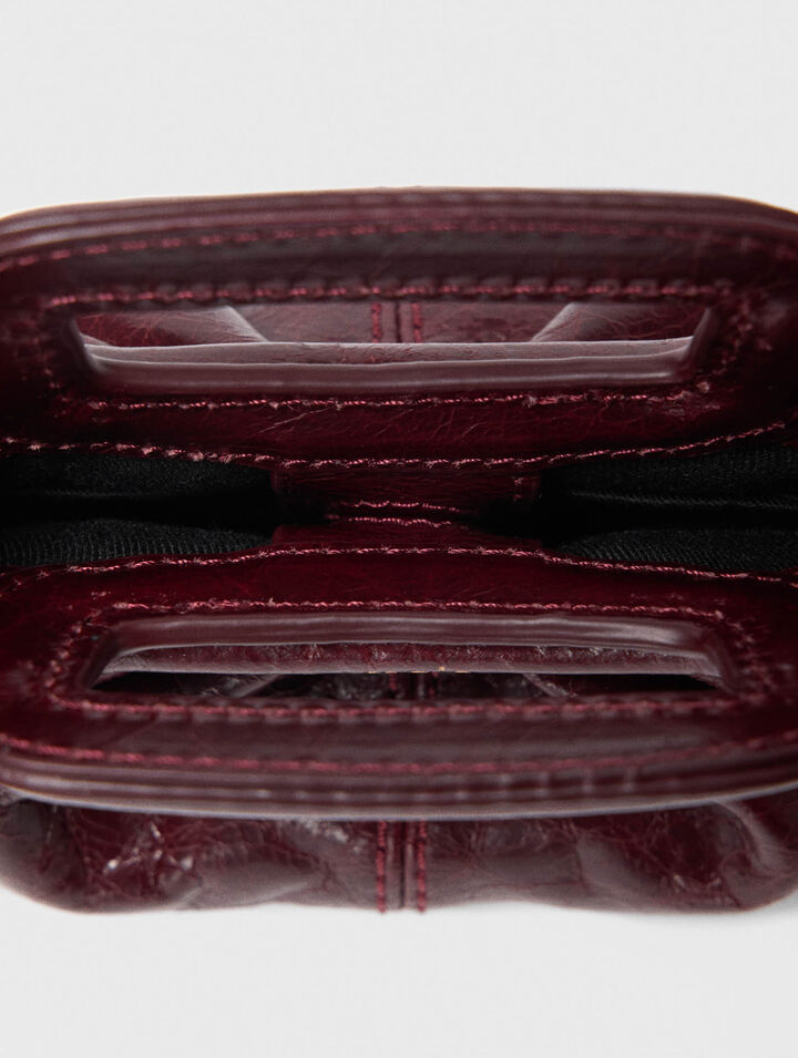 Mini crackled leather clutch