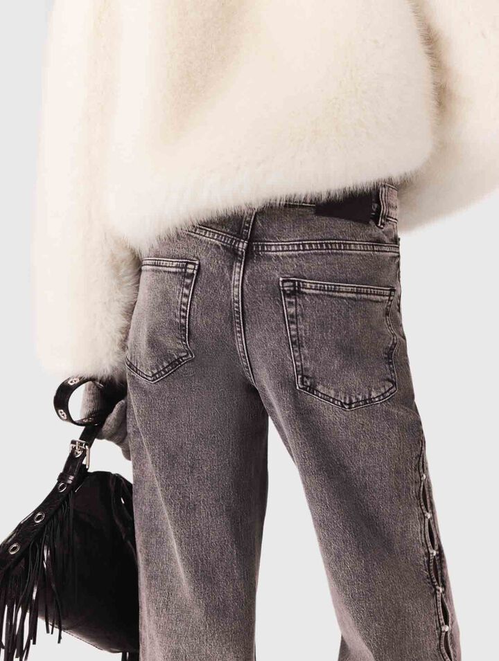 Beaded wide-leg jeans