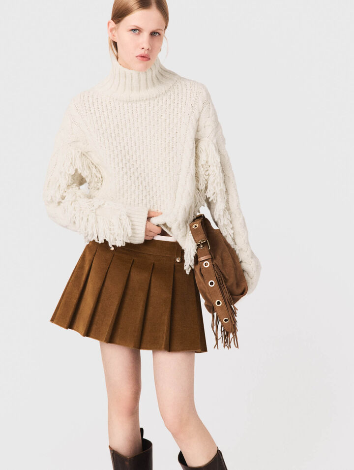 Wool-blend jumper with fringes