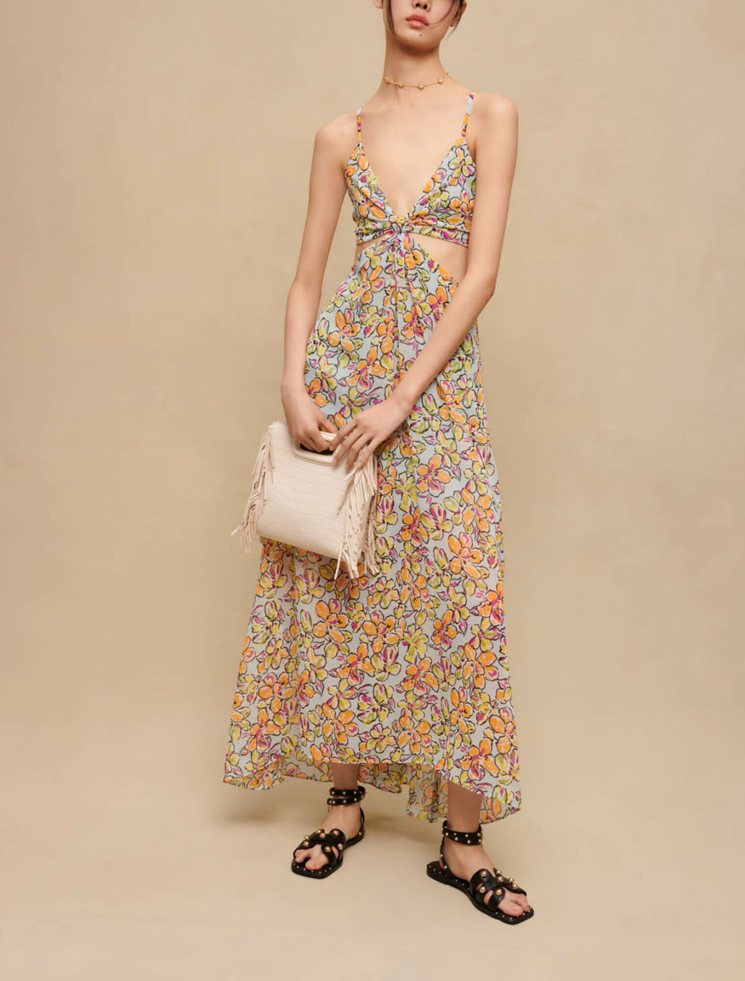 Floral cut-out maxi dress