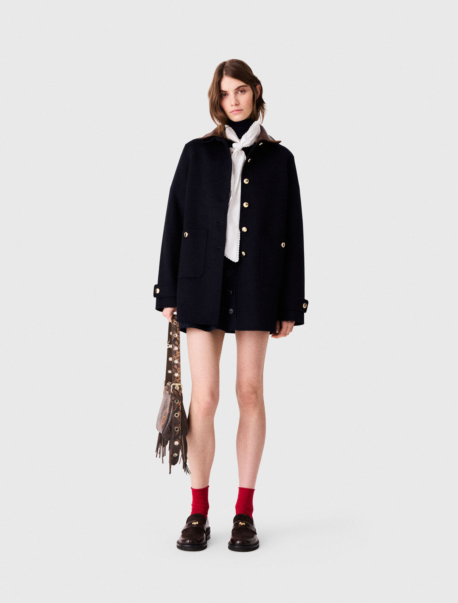 Double-faced mid-length coat