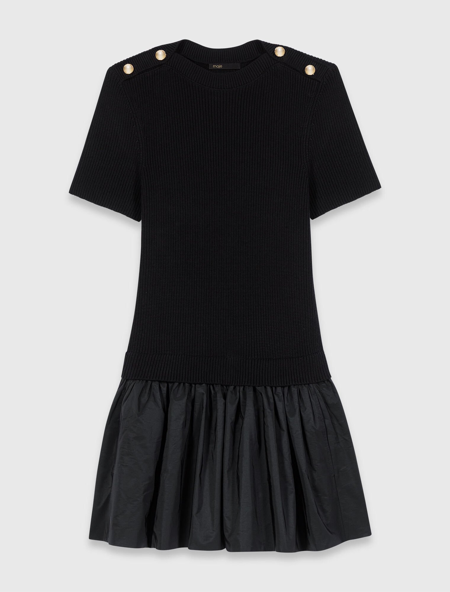 Short knit and taffeta dress