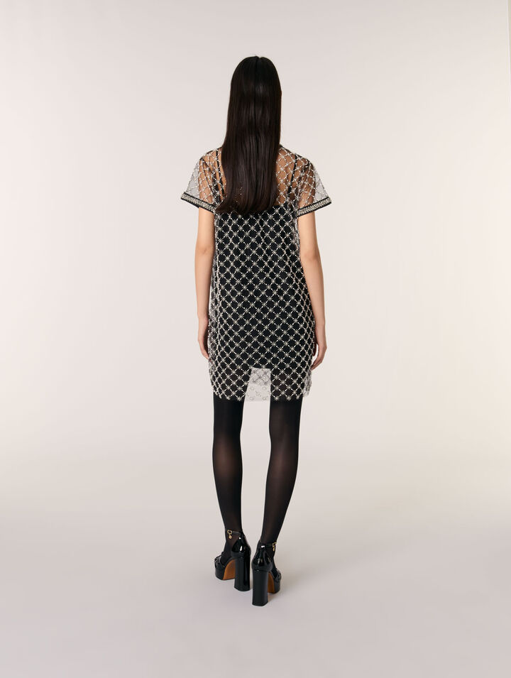 Short embroidered tulle dress