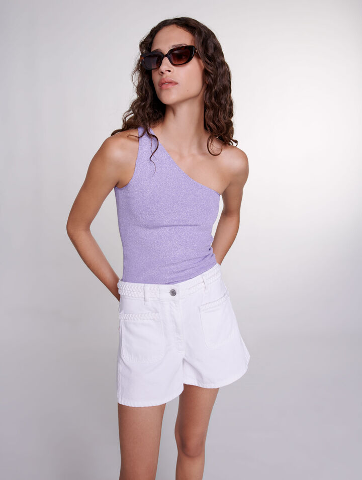 Metallic asymmetrical crop top