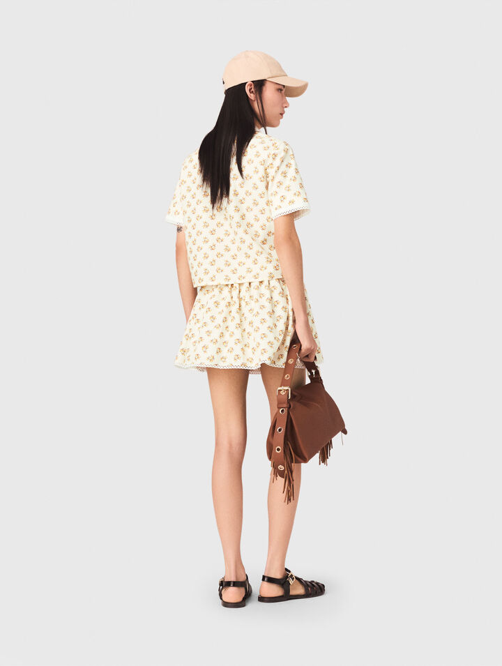 Patterned shirt with croquet trim