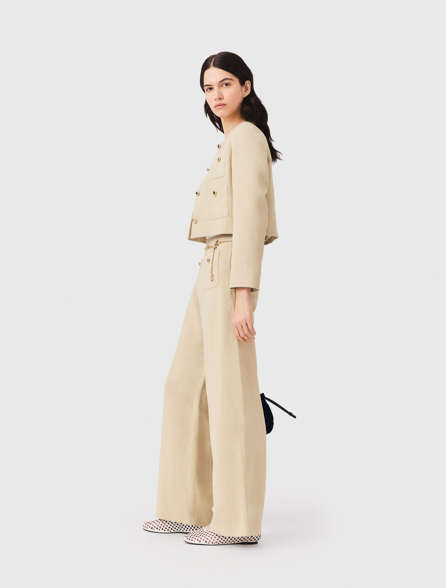 Linen blend suit trousers