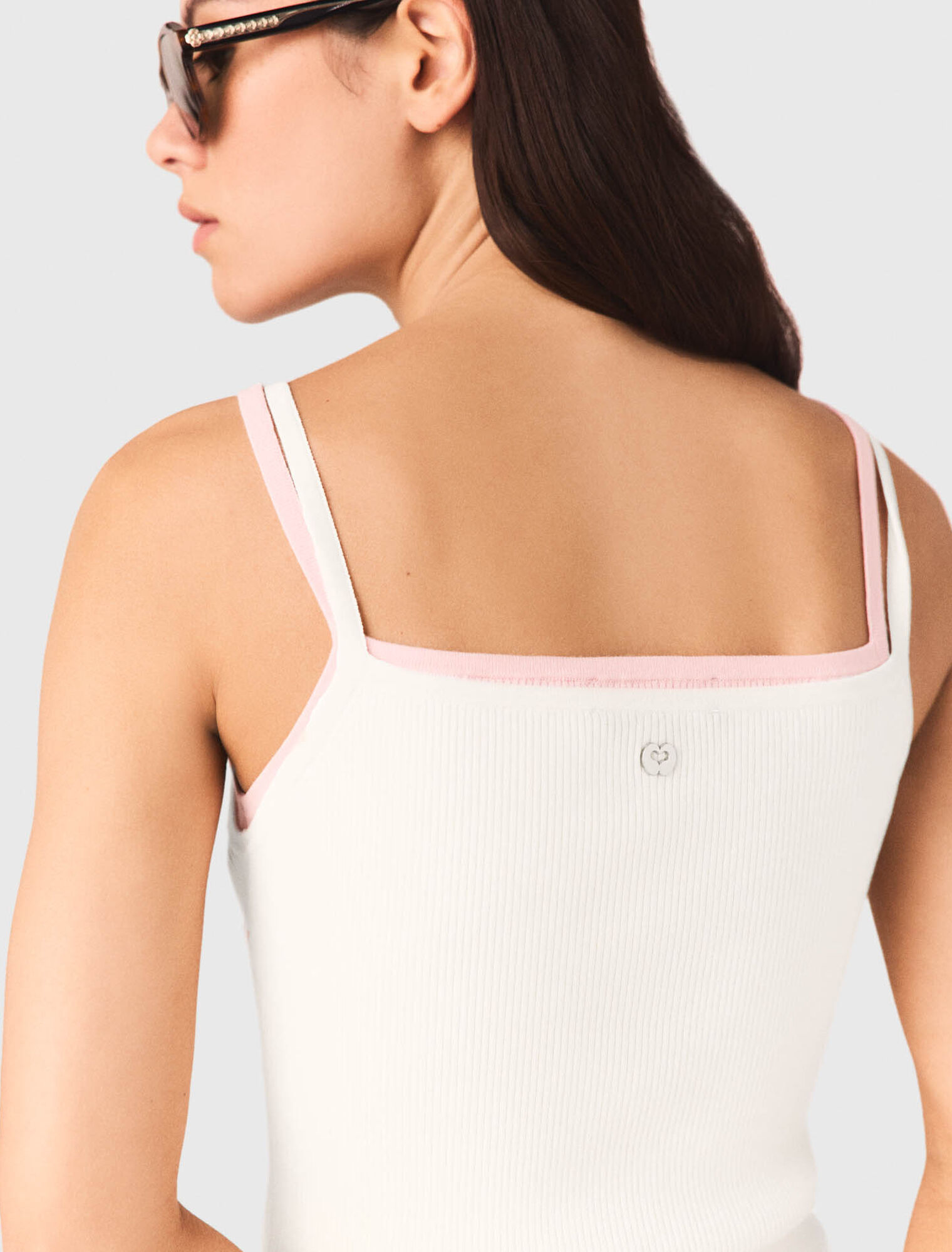 High straight-neck top