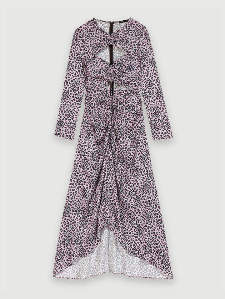Openwork satin maxi dress
