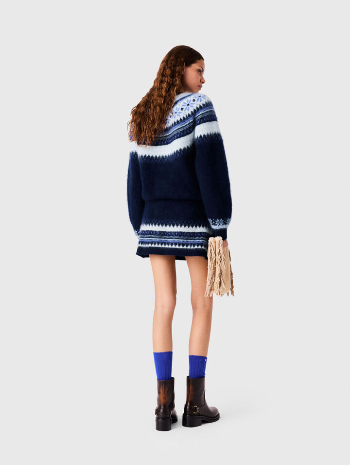 Short jacquard knit skirt