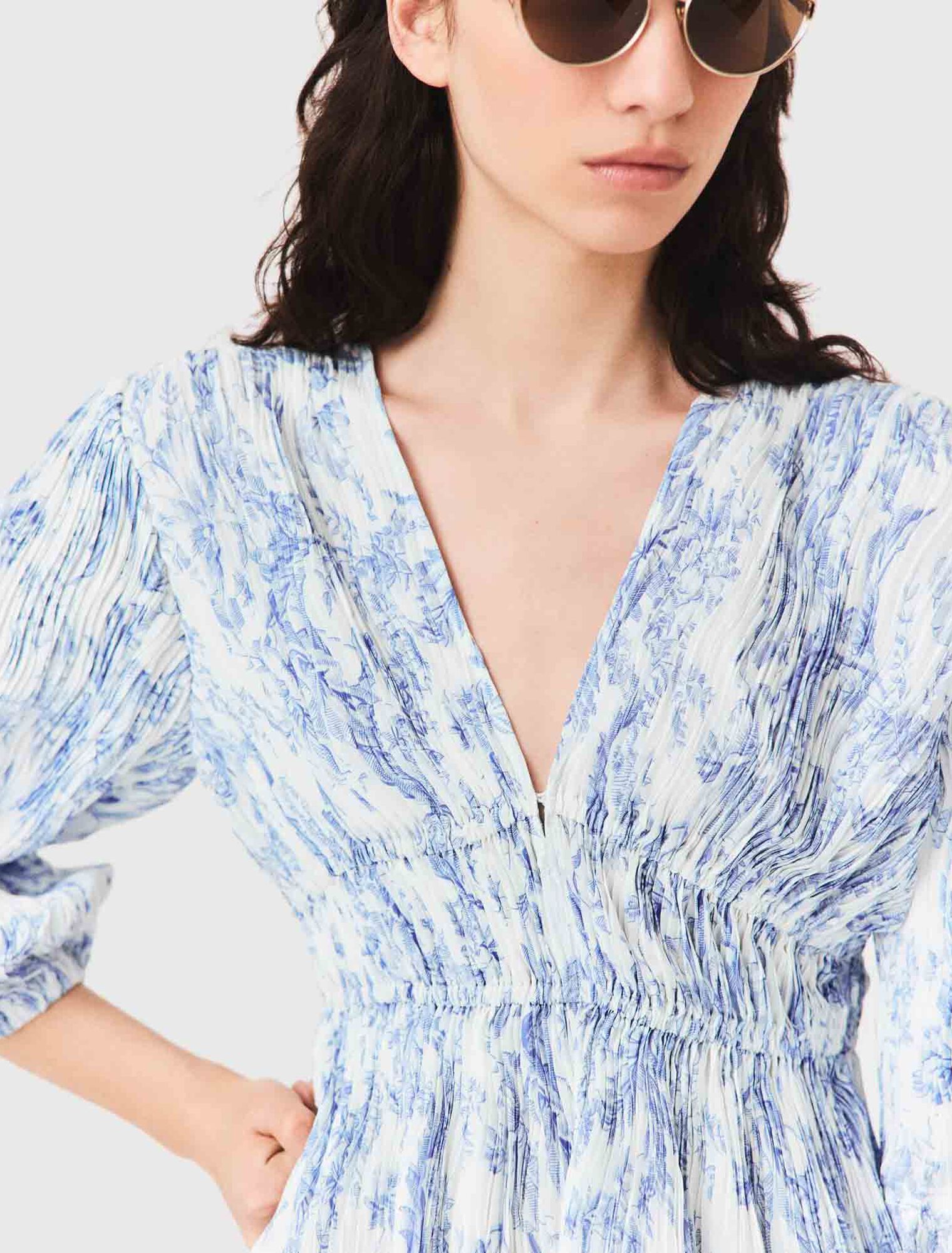 Patterned pleated dress