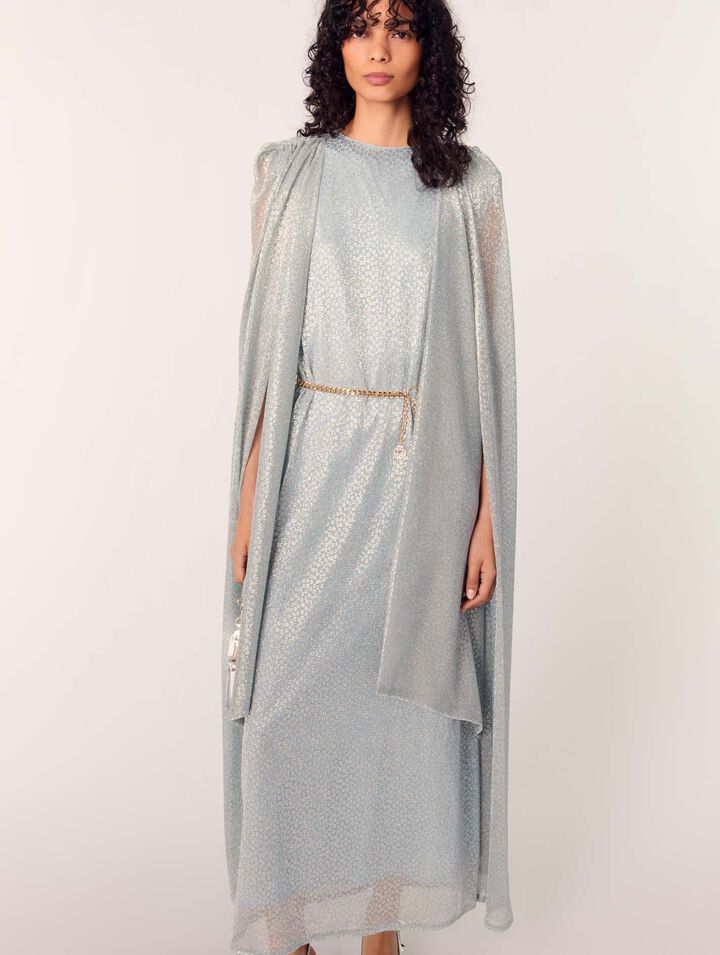 Lurex cape maxi dress