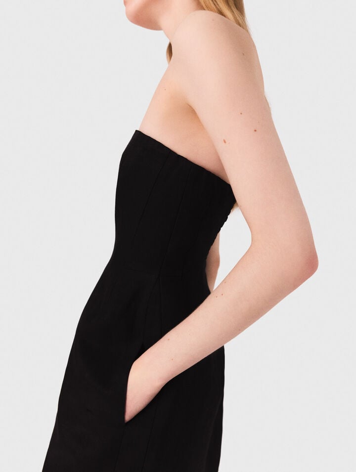 Short strapless linen dress