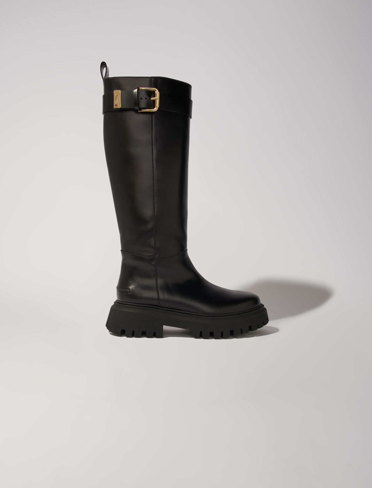 Buckled leather boots Booties Boots Maje