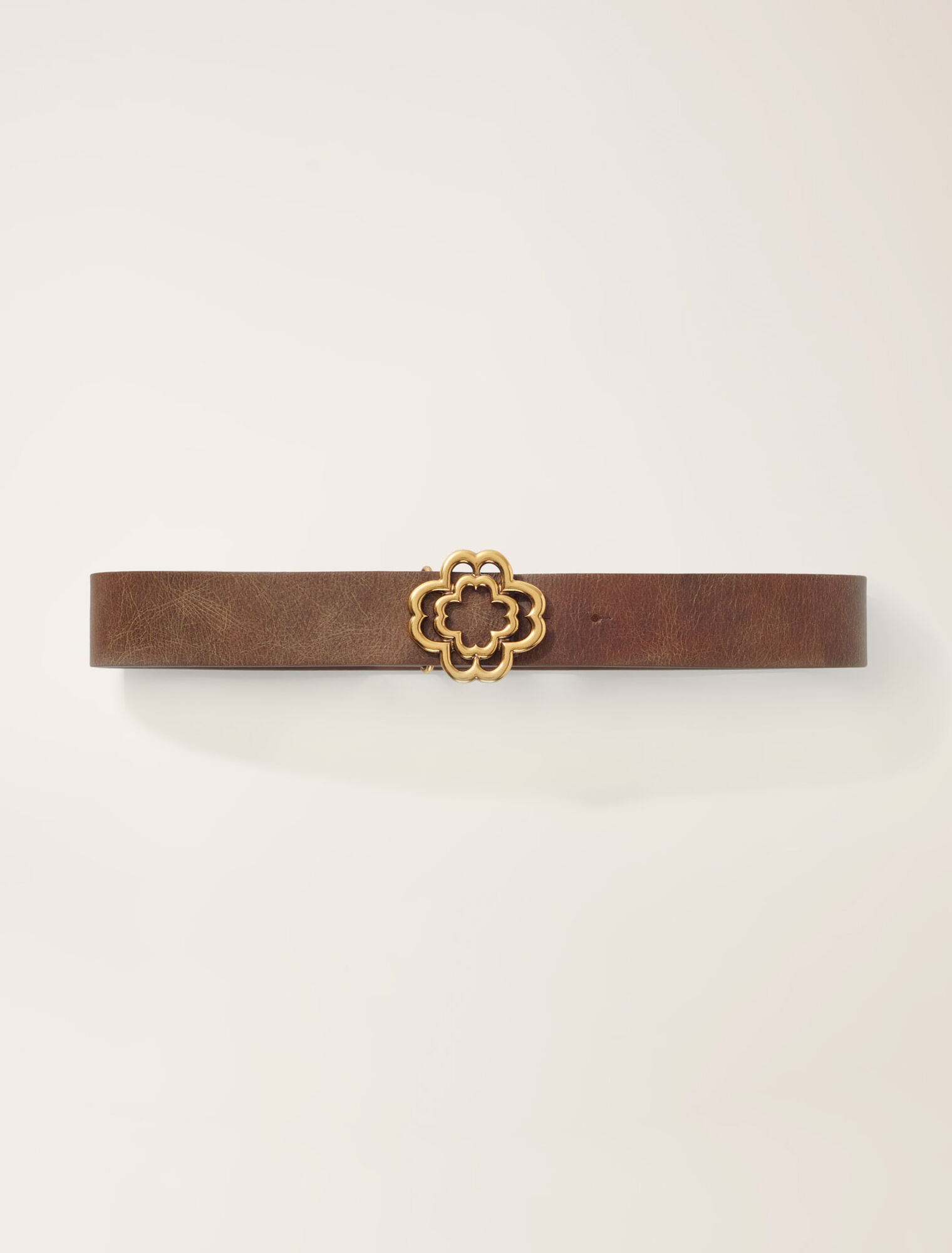 Distressed leather Clover belt