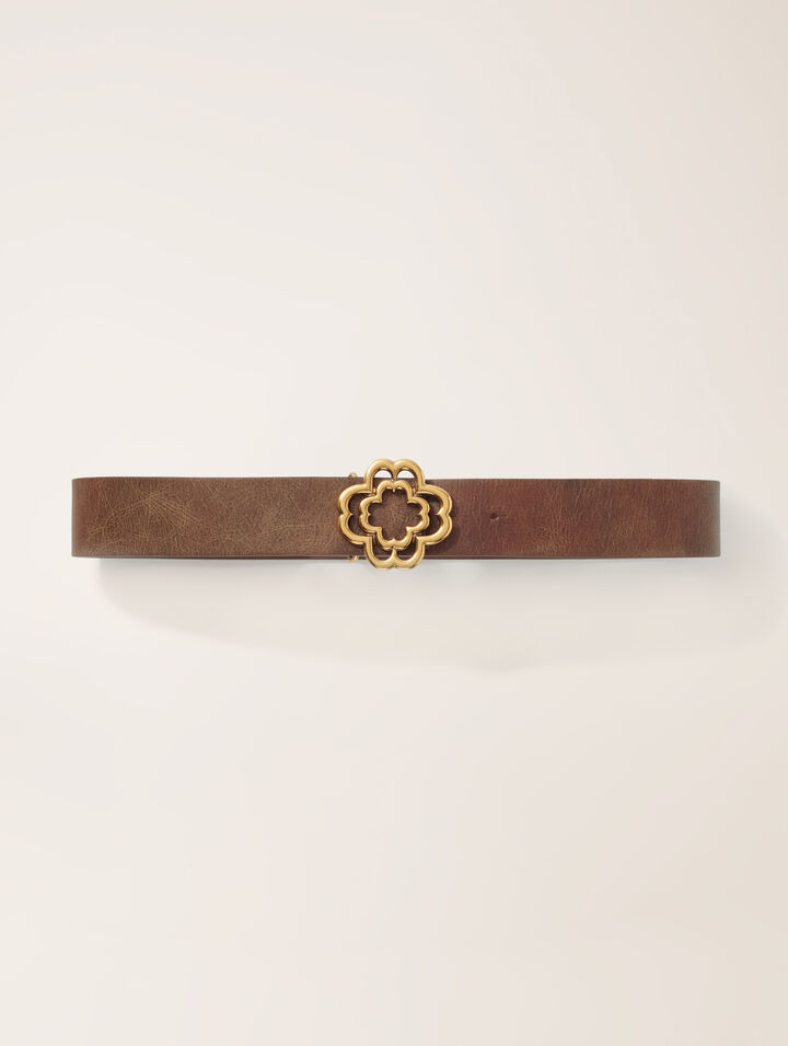 Distressed leather Clover belt