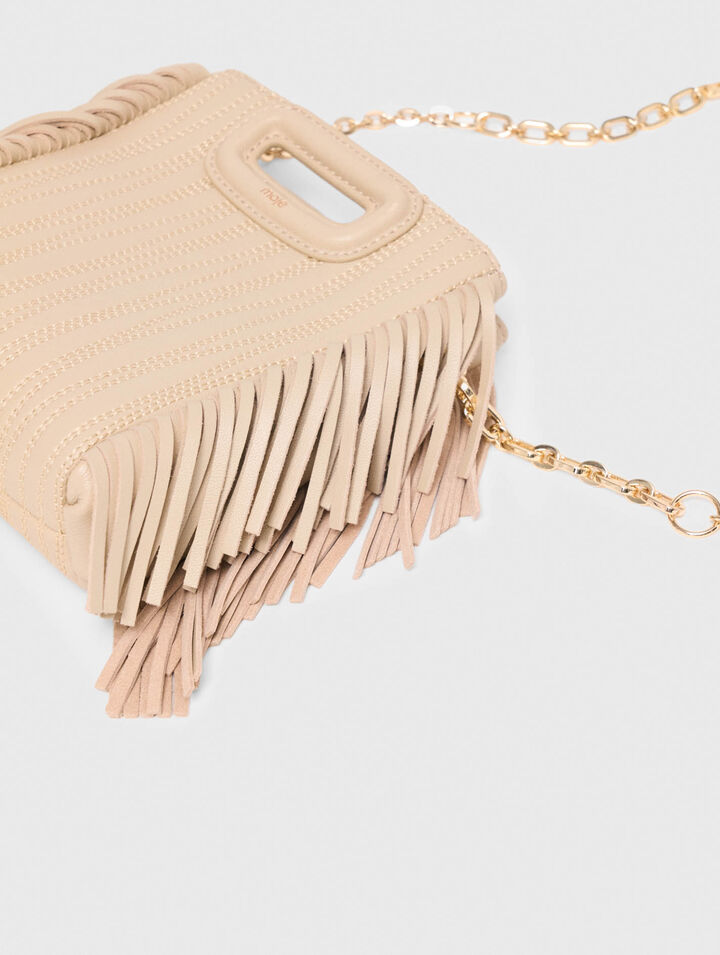 Topstitched leather mini M bag