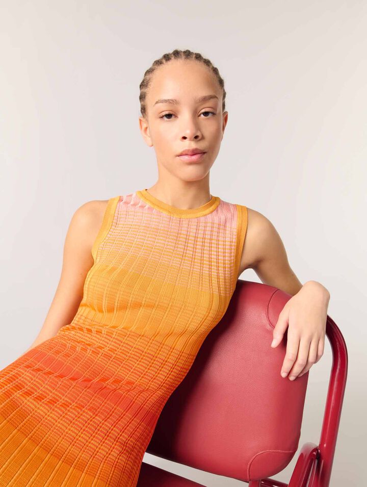 Tie-dye knit maxi dress