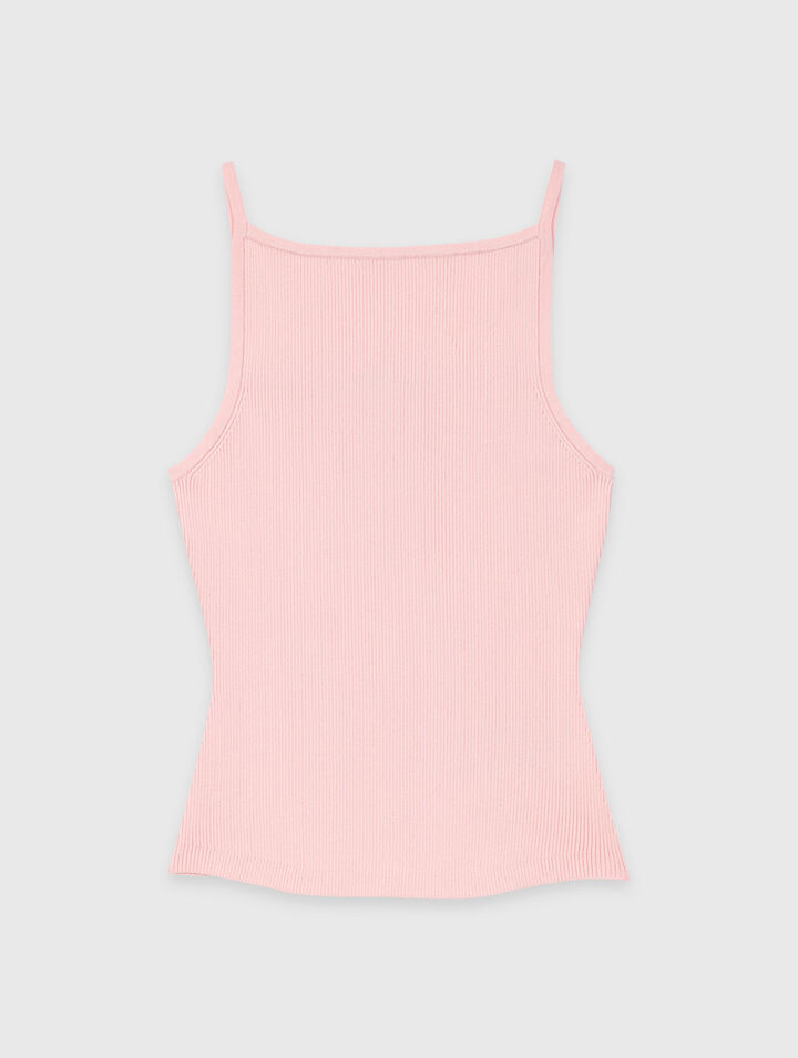 High straight-neck top