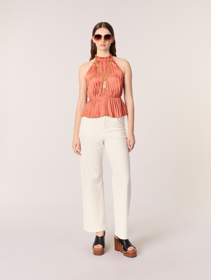 Sleeveless pleated top