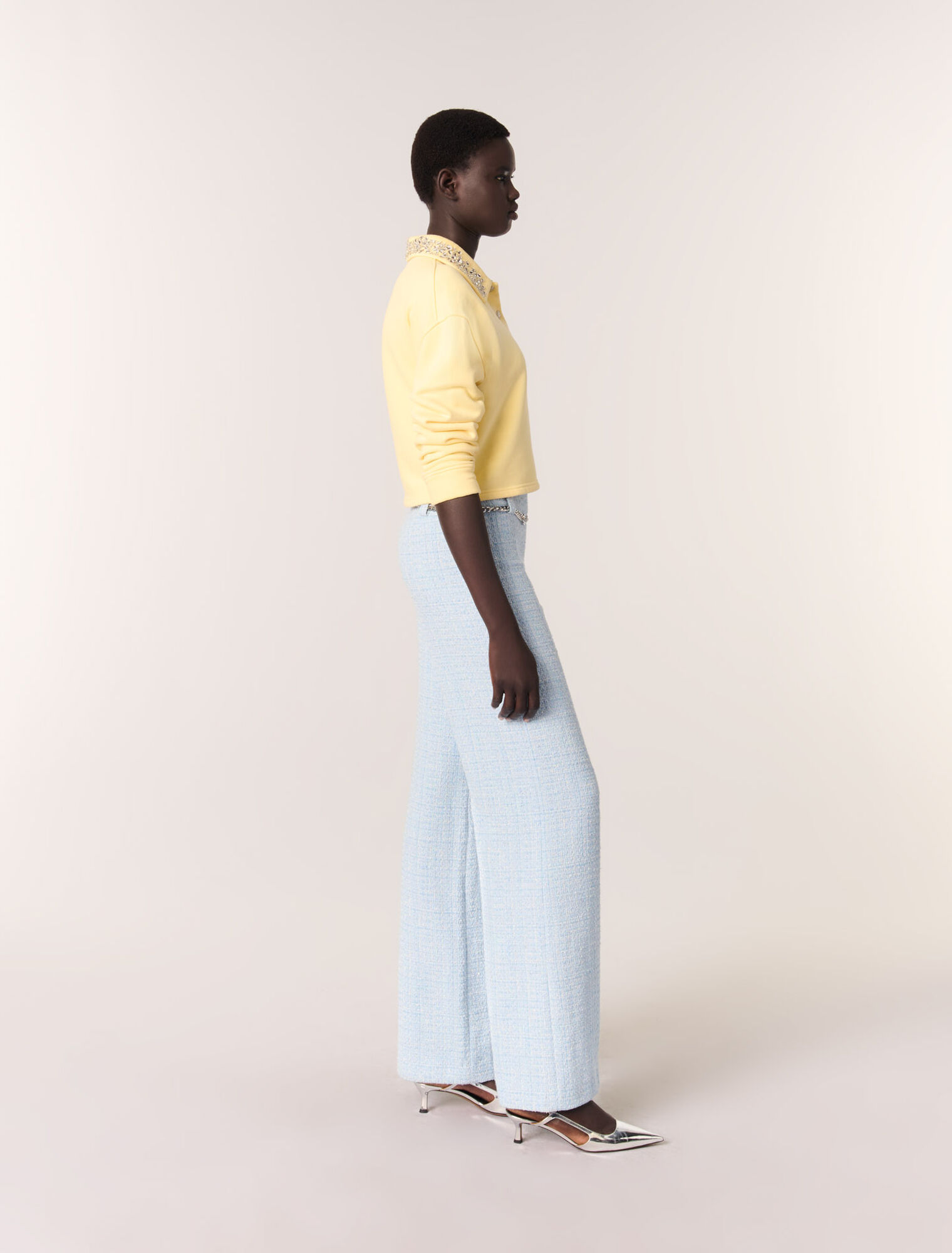 Tweed trousers with belt