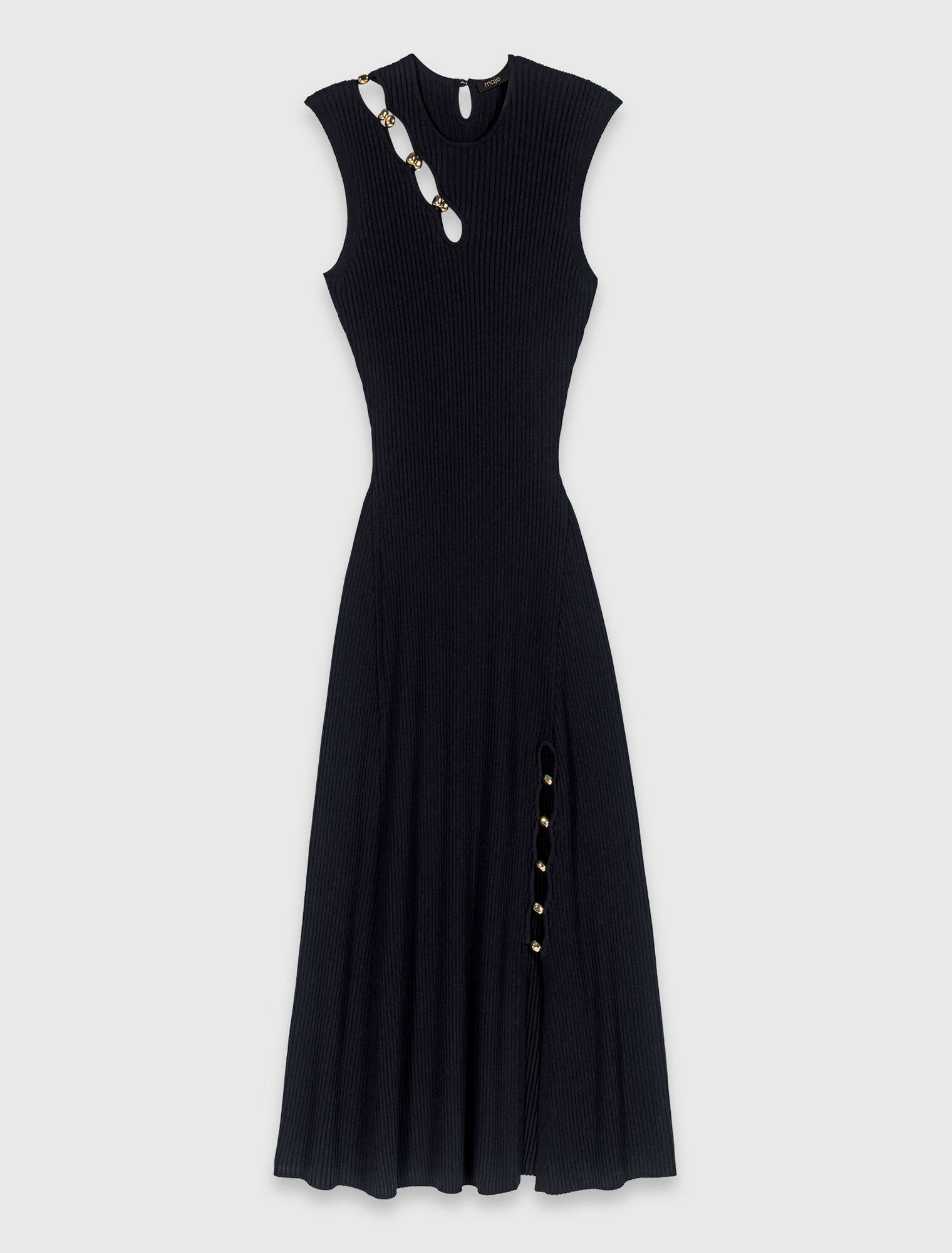 Cutaway rib knit maxi dress