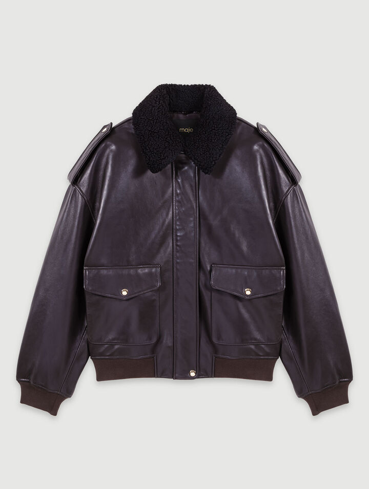 Oversized leather jacket