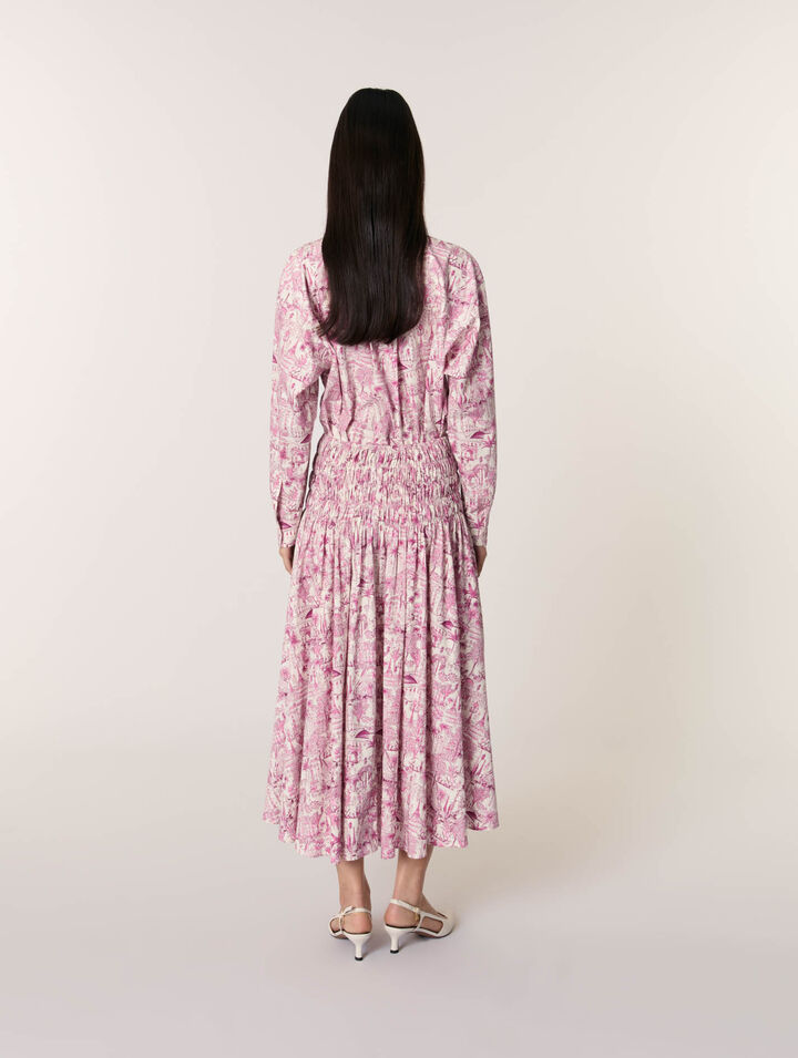Elasticated smocked-waist skirt 