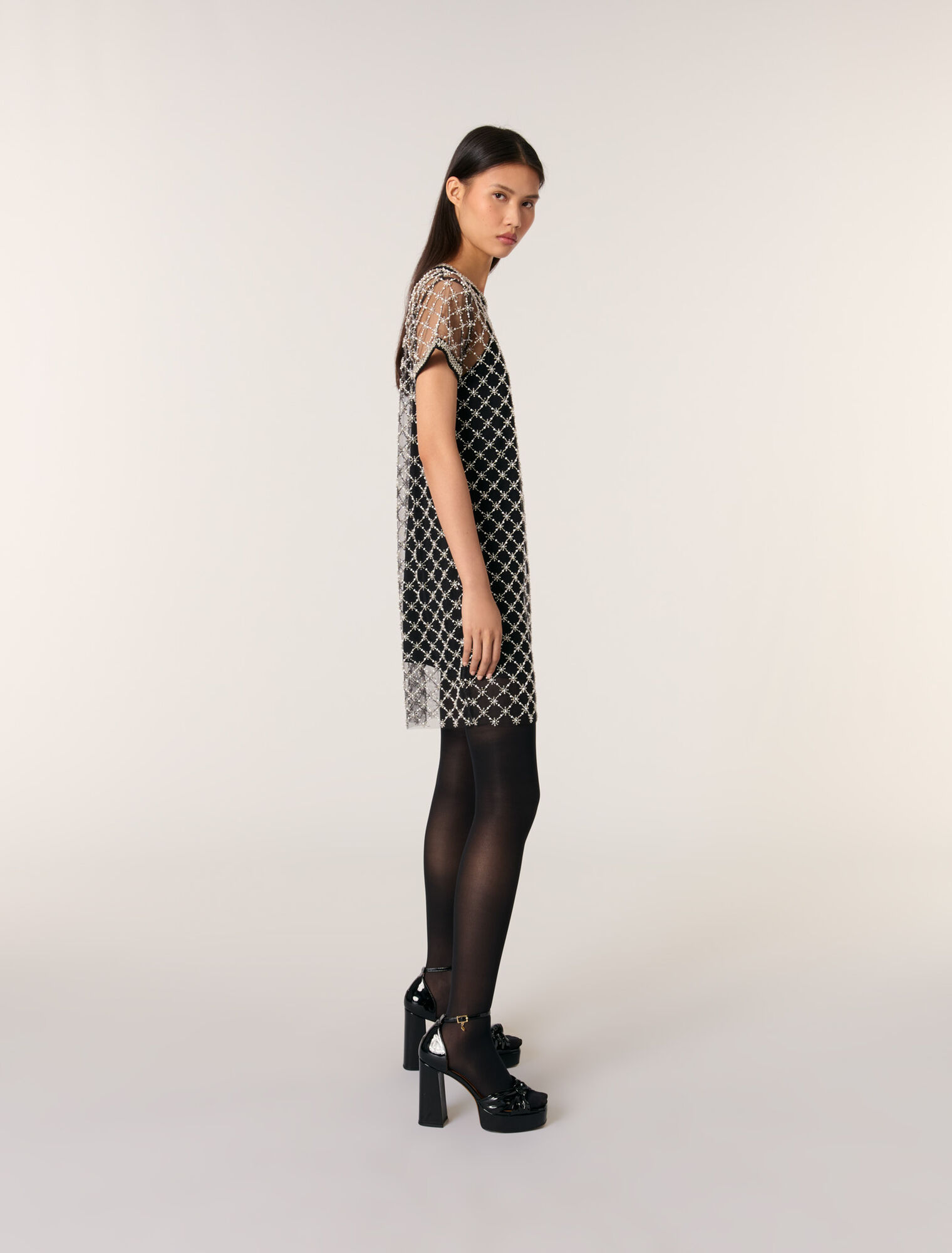 Short embroidered tulle dress