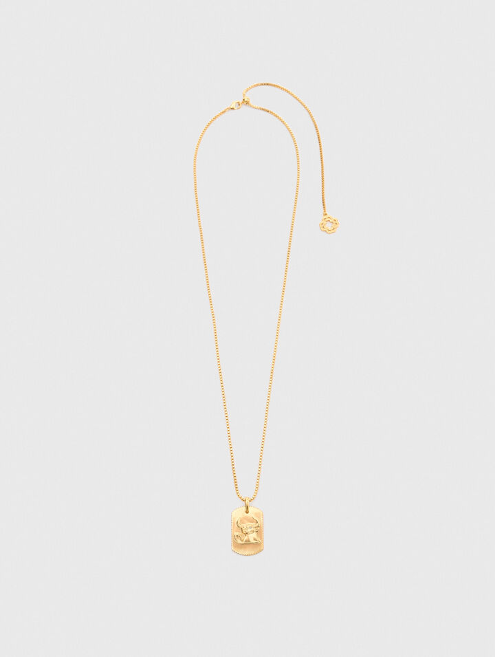 Zodiac sign plaque necklace